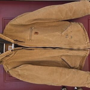 Carhartt  Hooded Vintage Work Jacket Brown Sherpa Lined